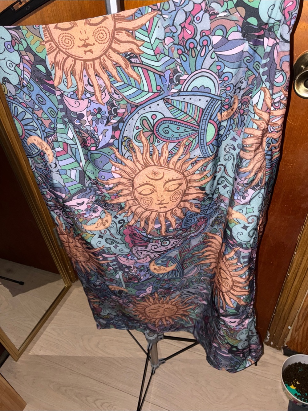 ROMWE Suns & Paisley long skirt in Coral, Teal, Purple